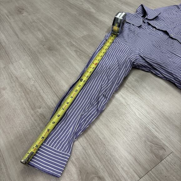 Ralph Lauren Polo Men Long Sleeve Blue Stripe L Classic Fit Button Up Brown Pony - Picture 4 of 9